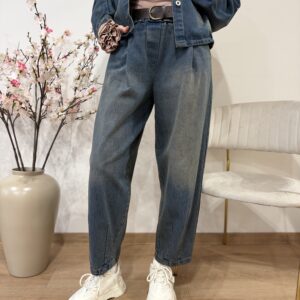 Jeansy balloon w kolorze przybrudzonego jeansu